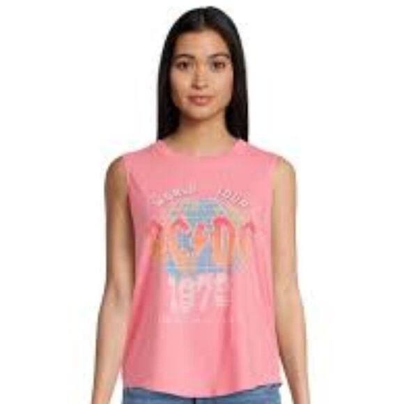 TIME AND TRUE WOMEN'S SLEEVELESS AC/DC GRAPHIC T-SHIRT SMALL BRAND NEW - Picture 1 of 5